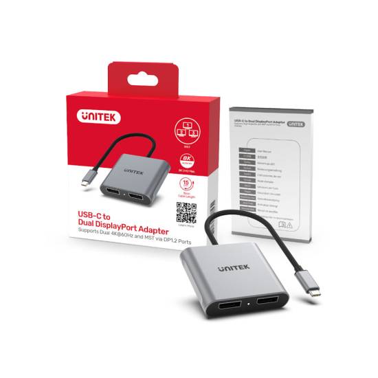 Adapter USB-C -> 2x DisplayPort 1.4 8K@60Hz Unitek V1404A