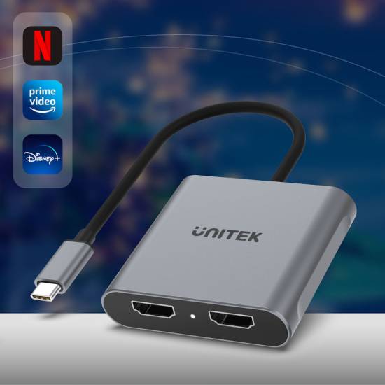 Adapter USB-C -> 2x HDMI 2.0 4K 60Hz MST Unitek V1404B