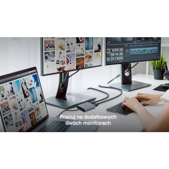 Adapter USB-C -> 2x HDMI 2.0 4K 60Hz MST Unitek V1404BGY01