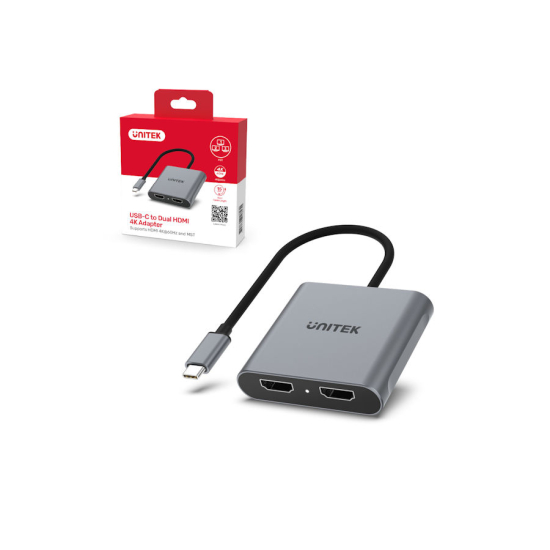 Adapter USB-C -> 2x HDMI 2.0 4K 60Hz MST Unitek V1404BGY01