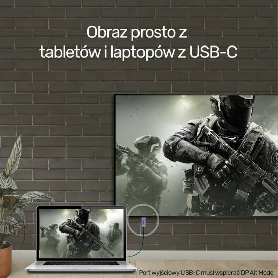 Kabel USB C -> DisplayPort 1.2 4K 60Hz Unitek V1409A