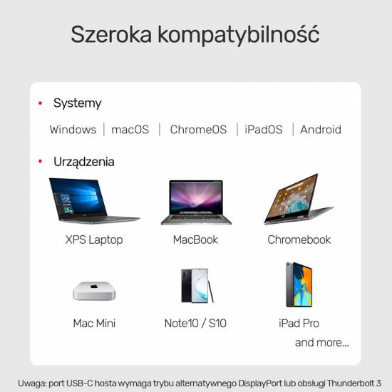 Adapter USB-C  -> DisplayPort 1.2 4K 60Hz Unitek V1411A