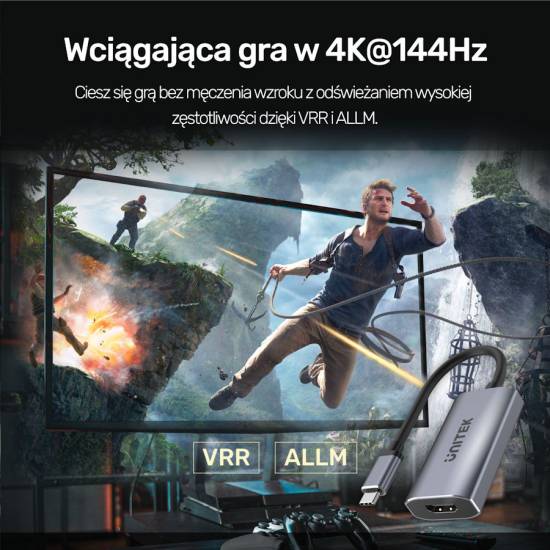 Adapter USB-C -> HDMI 2.1 aluminium 8K Unitek V1414A