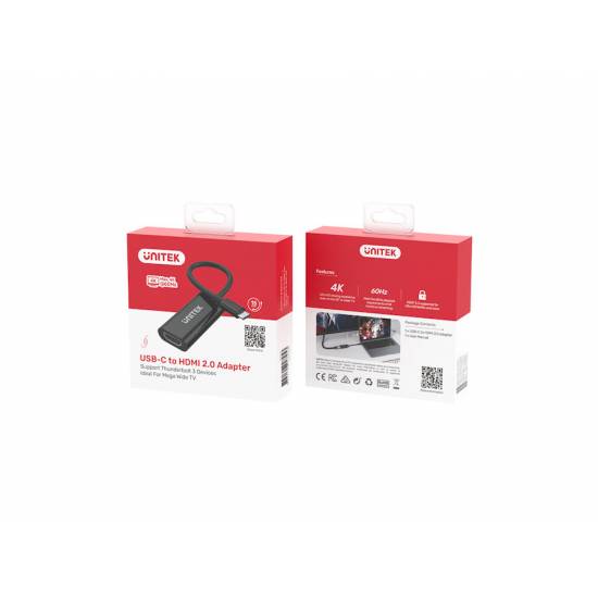 Adapter USB-C -> HDMI 2.0 aluminium 4K Unitek V1421A czarny