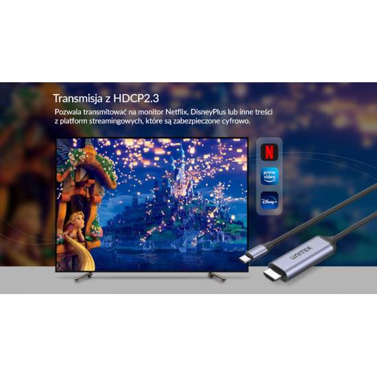 Kabel USB C -> HDMI 2.1 8K 60Hz 1,8m Unitek V1423B