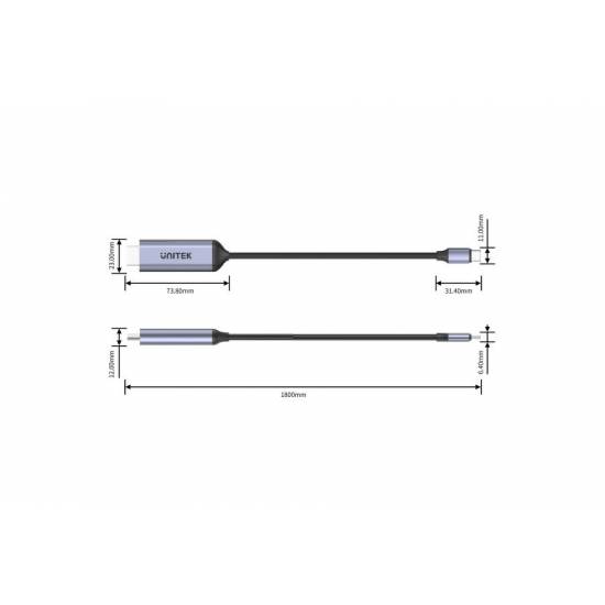 Kabel USB C -> HDMI 2.1 8K 60Hz 1,8m Unitek V1423B