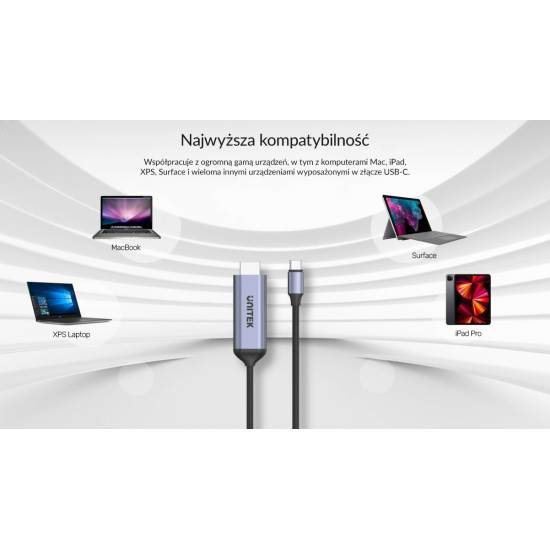 Kabel USB C -> DisplayPort 1.4 8K 60Hz 1,8m Unitek V1423C