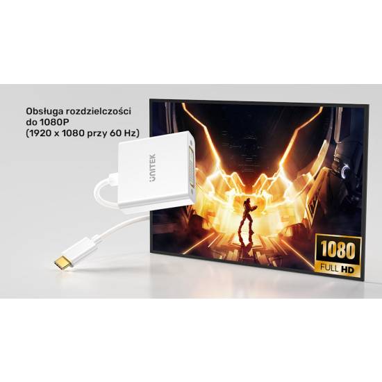 Adapter USB-C -> DVI 1080P@60Hz 60Hz Unitek V1429A01