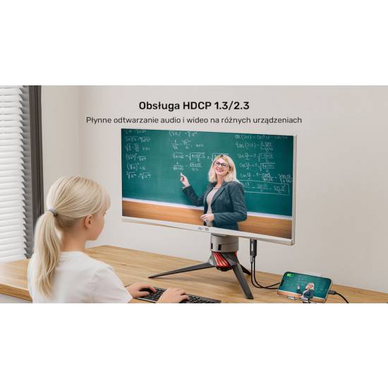 Kabel USB-C -> HDMI 4K@60Hz z portem USB-C PD 100W 2,0m Unitek V1439ABK01