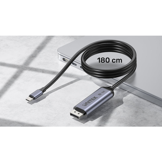 Kabel USB-C -> DisplayPort 2.1 16K 80Gbps 1,8m dwukierunkowy Unitek V1441AGY01