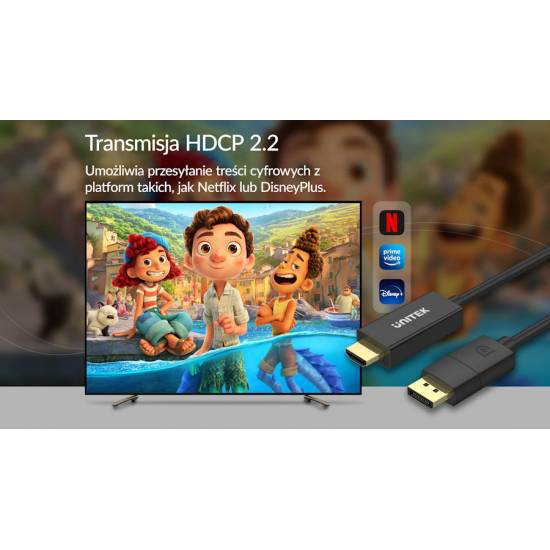 Kabel DisplayPort HDMI 4K@60Hz 1,8m Unitek V1608A