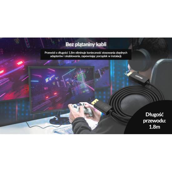 Kabel DisplayPort HDMI 4K@60Hz 1,8m Unitek V1608A