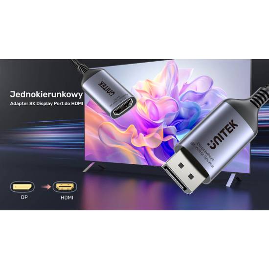 Adapter DisplayPort 1.4 -> HDMI 2.1 8K 60Hz Unitek V1611A01