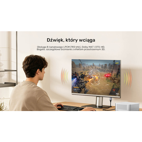 Kabel DisplayPort 1.4 HDMI 2.1 8K@60Hz HDR DSC v1.2a 1,8m Unitek V1616AGY01