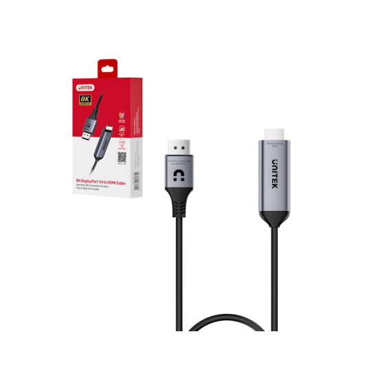 Kabel DisplayPort 1.4 HDMI 2.1 8K@60Hz HDR DSC v1.2a 1,8m Unitek V1616AGY01