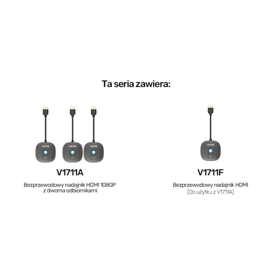 Transmiter bezprzewodowy dodatkowy odbiornik HDMI 1080p Unitek V1711FBK01