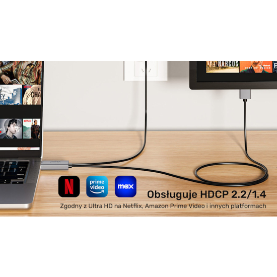 Kabel HDMI do Displayport z zasilaniem USBA 4K@60Hz 1,8m Unitek V1714AGY01