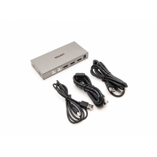 Przełącznik KVM HDMI 2.0 x2 USB x4 Unitek V307A