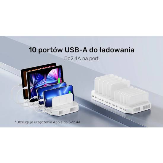 Stacja ładująca 10x USB 2.4A 60W Unitek Y-2190D01-EU