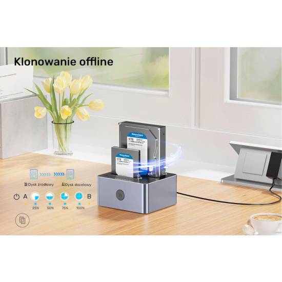 Stacja dokująca USBC 3.2 10Gbps Unitek Y-3027GY01-EU klonowanie
