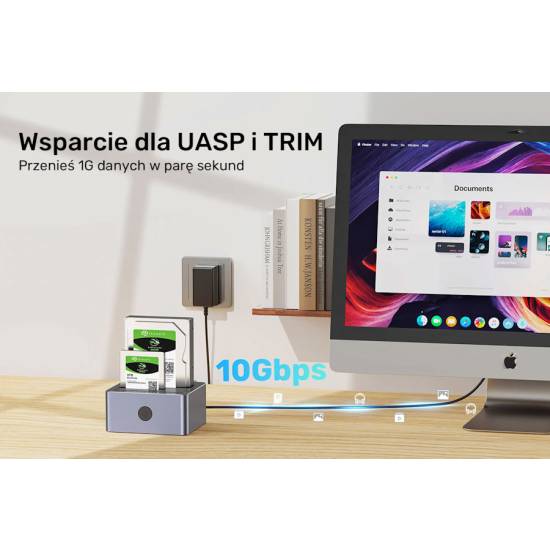 Stacja dokująca USBC 3.2 10Gbps Unitek Y-3027GY01-EU klonowanie