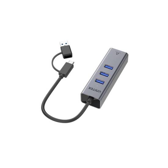Hub USB-C/A -> USB 3.1 x3 RJ45 Unitek Y-3088B