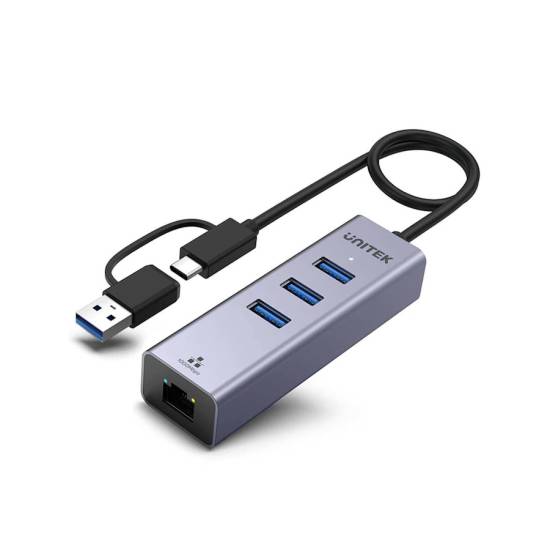 Hub USB-C/A -> USB 3.1 x3 RJ45 Unitek Y-3088B