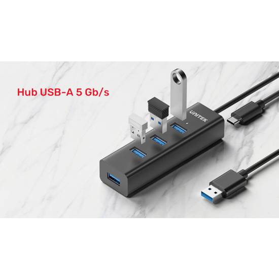 Hub USB-A -> USB-A x4 zintegrowany kabel 1,2m aktywny Unitek Y-3089V01