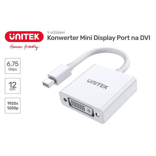 Adapter mini DisplayPort -> DVI Unitek Y-6326WH biały