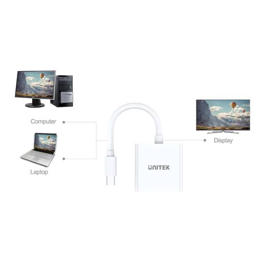 Adapter mini DisplayPort -> DVI Unitek Y-6326WH biały