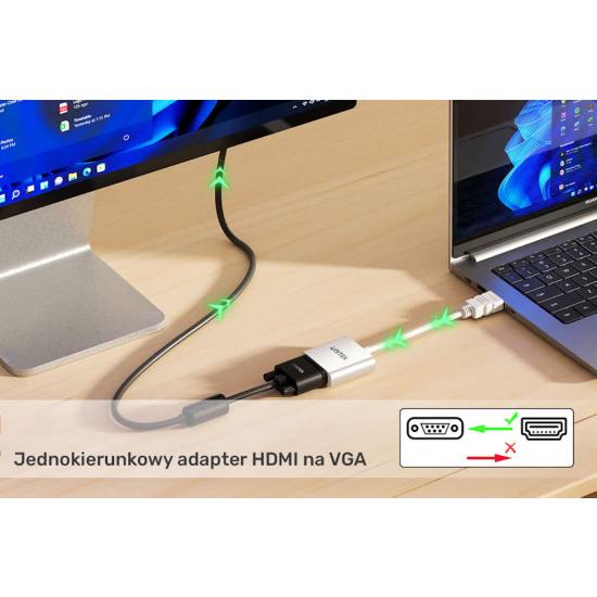 Adapter HDMI -> VGA FullHD 60Hz Unitek Y-6333C01 biały