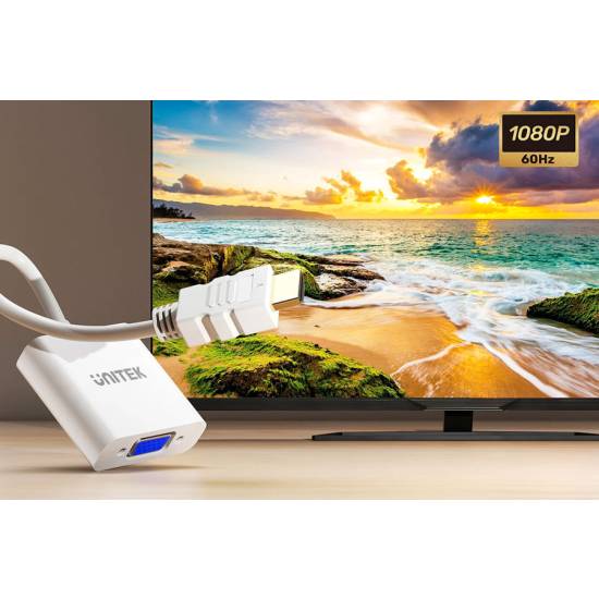 Adapter HDMI -> VGA FullHD 60Hz Unitek Y-6333C01 biały