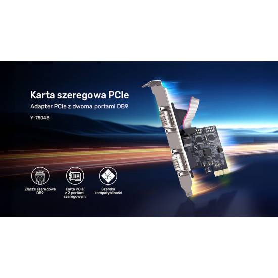Karta PCI Express I/O RS-232 x2 Unitek Y-7504BBK01