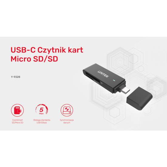Czytnik kart SD/microSD USB-C 5Gbps Unitek Y-9328