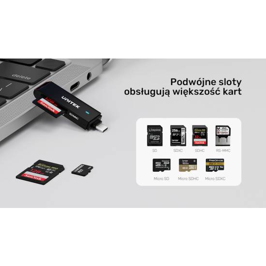 Czytnik kart SD/microSD USB-C 5Gbps Unitek Y-9328