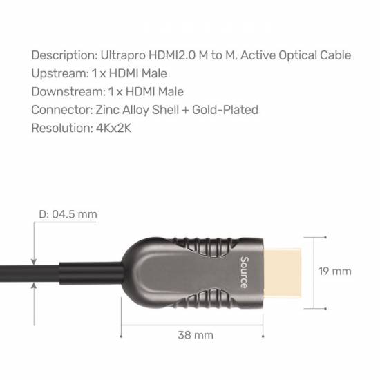 Kabel HDMI 2.0 M/M Optical UltraPro 7,0m Unitek Y-C1075BK