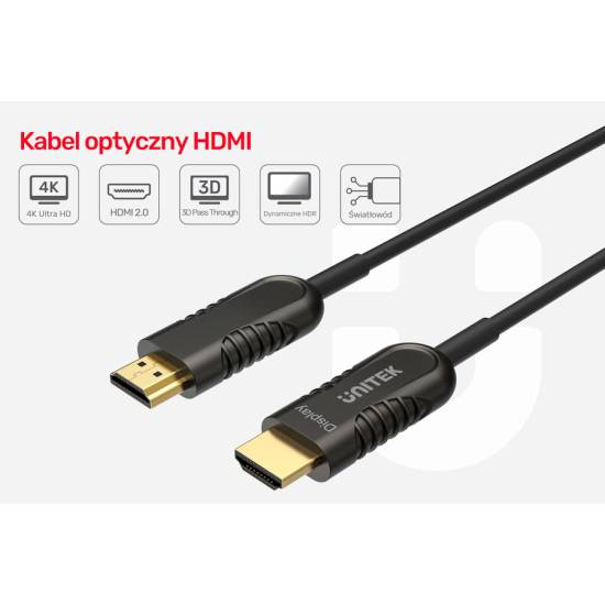 Kabel optyczny HDMI 2.0 AOC 4K 60Hz 100 m Unitek Y-C1036BK