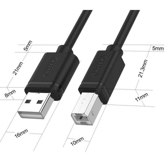 Kabel USB 2.0 A-B 1,0m Unitek Y-C430GBK