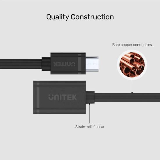Adapter USB 2.0 A żeński - B micro męski kabel OTG Unitek Y-C438GBK