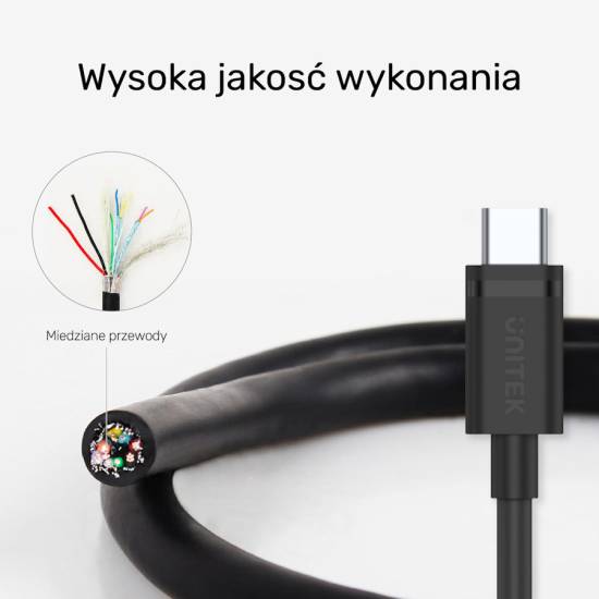 Kabel USB 3.1 na USB C 0.25m 5Gps Unitek Y-C490BK
