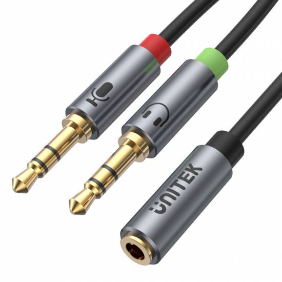 Adapter rozdzielacz słuchawek mikrofonu mini jack Unitek Y-C957ABK