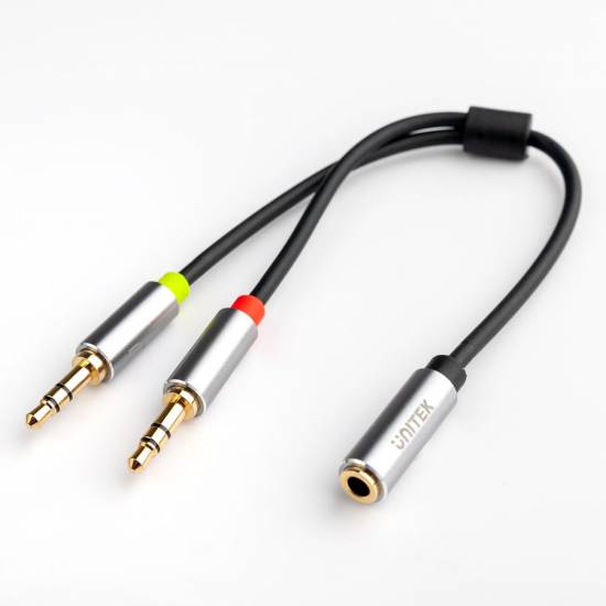 Adapter rozdzielacz słuchawek mikrofonu mini jack Unitek Y-C957ABK