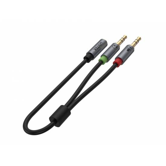 Adapter rozdzielacz słuchawek mikrofonu mini jack Unitek Y-C957ABK