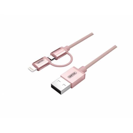 Kabel USB micro USB / Lightning MFI Unitek Y-C4031RG 100cm rose gold