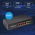 Switch x5 10/100/1000Mbps x1 SFP POE 65W Qoltec 52296